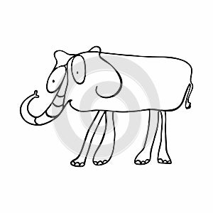 Vector black and white illustration of an elephant.